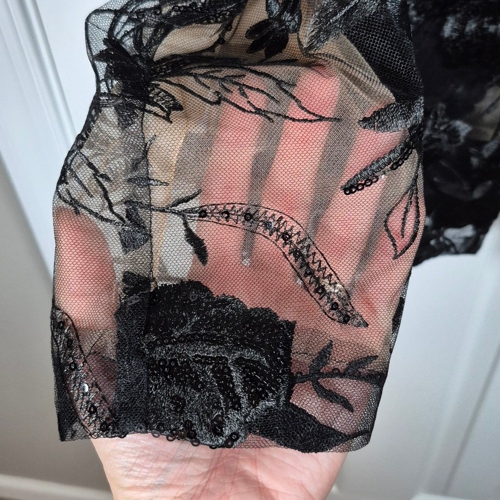 Fashion Nova Luxe black floral Vera sequin embroidered blazer jacket women large - Picture 7 of 16